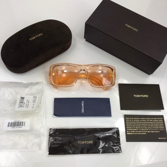 New TOM FORD Aristotle Orange Square Sunglasses - Picture 2 of 16